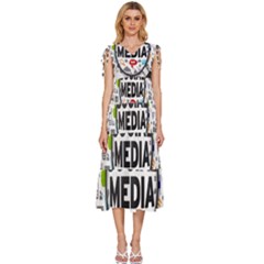 Social Media Computer Internet Typography Text Poster V-neck Drawstring Shoulder Sleeveless Maxi Dress by Ket1n9