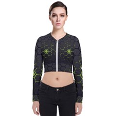 Green Android Honeycomb Gree Long Sleeve Zip Up Bomber Jacket by Ket1n9