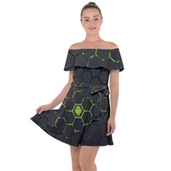 Green Android Honeycomb Gree Off Shoulder Velour Dress by Ket1n9