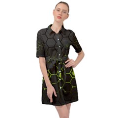 Green Android Honeycomb Gree Belted Shirt Dress by Ket1n9