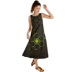 Green Android Honeycomb Gree Summer Maxi Dress by Ket1n9