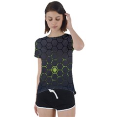 Green Android Honeycomb Gree Short Sleeve Open Back T-shirt by Ket1n9