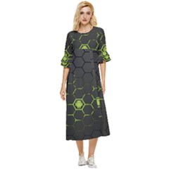 Green Android Honeycomb Gree Double Cuff Midi Dress by Ket1n9
