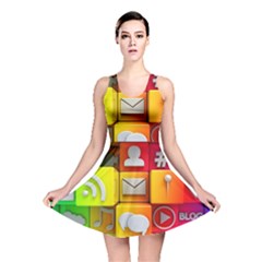 Colorful 3d Social Media Reversible Skater Dress by Ket1n9