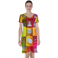 Colorful 3d Social Media Short Sleeve Nightdress by Ket1n9