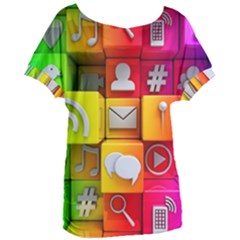 Colorful 3d Social Media Women s Oversized T-shirt by Ket1n9