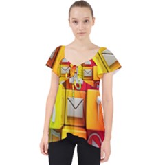 Colorful 3d Social Media Lace Front Dolly Top by Ket1n9