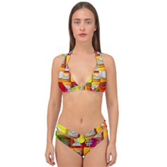 Colorful 3d Social Media Double Strap Halter Bikini Set by Ket1n9