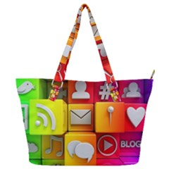 Colorful 3d Social Media Full Print Shoulder Bag by Ket1n9