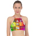 Colorful 3d Social Media Halter Bikini Top View1