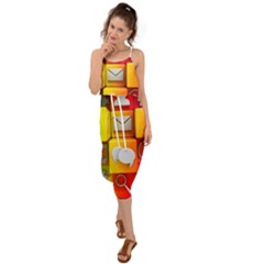 Colorful 3d Social Media Waist Tie Cover Up Chiffon Dress by Ket1n9