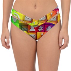 Colorful 3d Social Media Double Strap Halter Bikini Bottoms