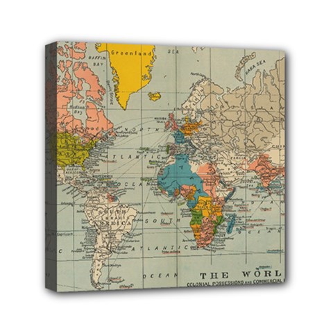Vintage World Map Mini Canvas 6  X 6  (stretched) by Ket1n9