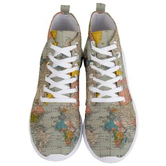 Vintage World Map Men s Lightweight High Top Sneakers