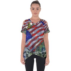 Usa United States Of America Images Independence Day Cut Out Side Drop T-shirt