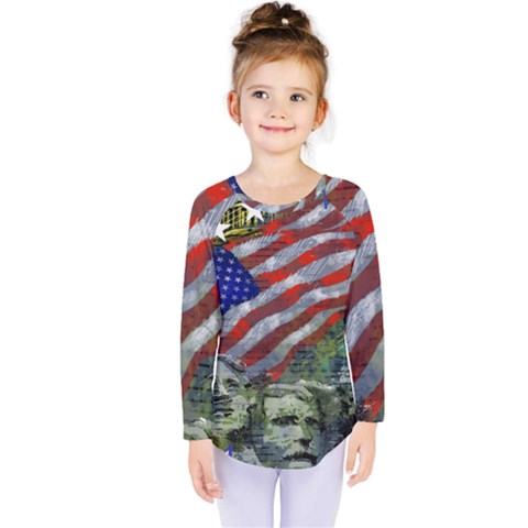 Usa United States Of America Images Independence Day Kids  Long Sleeve T-shirt by Ket1n9