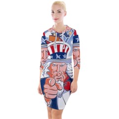 United States Of America Images Independence Day Quarter Sleeve Hood Bodycon Dress
