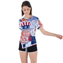 United States Of America Images Independence Day Asymmetrical Short Sleeve Sports T-shirt by Ket1n9