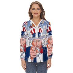 United States Of America Images Independence Day Zip Up Long Sleeve Blouse