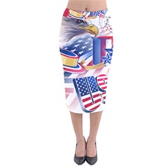 Independence Day United States Of America Velvet Midi Pencil Skirt