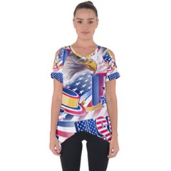 United States Of America Usa  Images Independence Day Cut Out Side Drop T-shirt