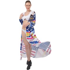 Independence Day United States Of America Maxi Chiffon Beach Wrap by Ket1n9