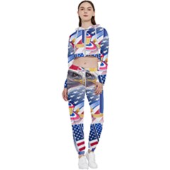 Independence Day United States Of America Cropped Zip Up Lounge Set by Ket1n9
