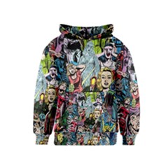 Vintage Horror Collage Pattern Kids  Pullover Hoodie by Ket1n9