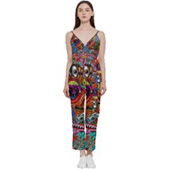 Art Color Dark Detail Monsters Psychedelic V-neck Camisole Jumpsuit by Ket1n9