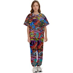 Art Color Dark Detail Monsters Psychedelic Kids  T-shirt And Pants Sports Set by Ket1n9