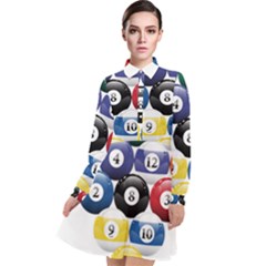 Racked Billiard Pool Balls Long Sleeve Chiffon Shirt Dress