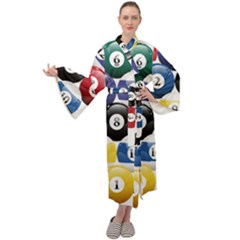 Racked Billiard Pool Balls Maxi Velvet Kimono