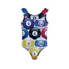 Racked Billiard Pool Balls Kids  Frill Swimsuit