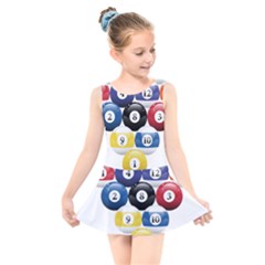 Racked Billiard Pool Balls Kids  Skater Dress Swimsuit