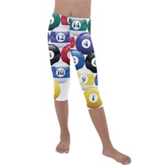 Racked Billiard Pool Balls Kids  Lightweight Velour Capri Leggings 