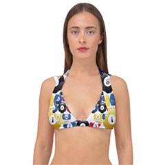 Racked Billiard Pool Balls Double Strap Halter Bikini Top