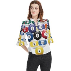 Racked Billiard Pool Balls Loose Horn Sleeve Chiffon Blouse