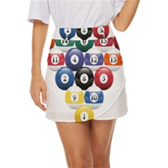 Racked Billiard Pool Balls Mini Front Wrap Skirt