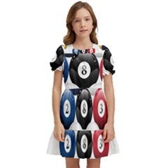 Racked Billiard Pool Balls Kids  Puff Sleeved Dress