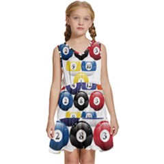 Racked Billiard Pool Balls Kids  Sleeveless Tiered Mini Dress