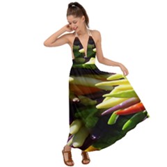 Bright Peppers Backless Maxi Beach Dress