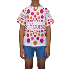 Be Yourself Pink Orange Dots Circular Kids  Short Sleeve Swimwear by Ket1n9