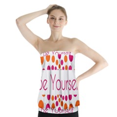 Be Yourself Pink Orange Dots Circular Strapless Top by Ket1n9