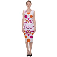 Be Yourself Pink Orange Dots Circular Sleeveless Pencil Dress by Ket1n9