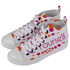 Be Yourself Pink Orange Dots Circular Women s Mid-top Canvas Sneakers by Ket1n9