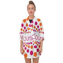 Be Yourself Pink Orange Dots Circular Half Sleeve Chiffon Kimono by Ket1n9