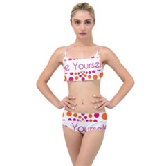 Be Yourself Pink Orange Dots Circular Layered Top Bikini Set by Ket1n9