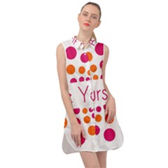 Be Yourself Pink Orange Dots Circular Sleeveless Shirt Dress by Ket1n9