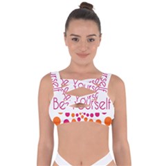 Be Yourself Pink Orange Dots Circular Bandaged Up Bikini Top by Ket1n9