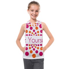 Be Yourself Pink Orange Dots Circular Kids  Sleeveless Hoodie by Ket1n9